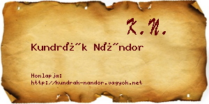 Kundrák Nándor névjegykártya